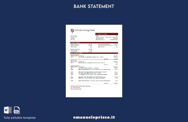 stile verificato Modello word di estratto conto bancario di risparmio di Gibilte